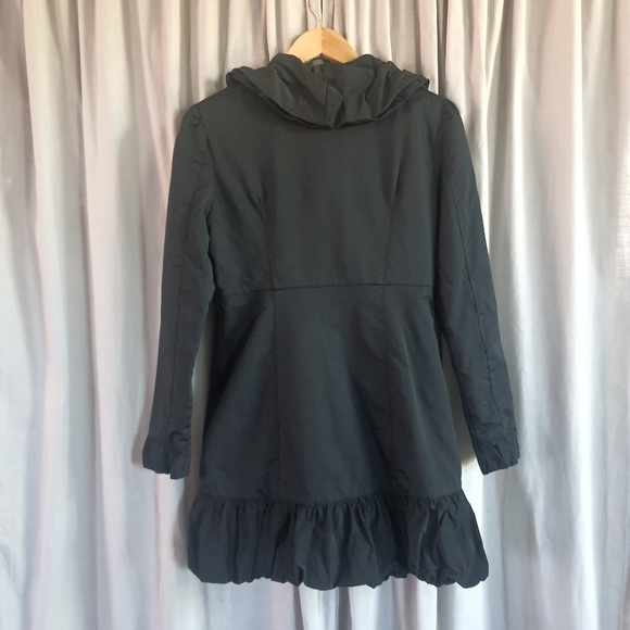 Blanc Noir Black Ruffled Trench Coat Womens M - Picture 7 of 16